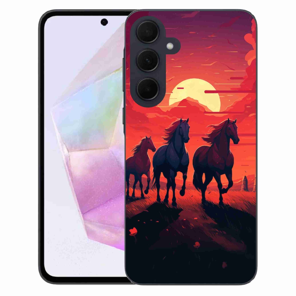 Gél borítás mmCase Samsung Galaxy A35 5G - lovak és naplemente
