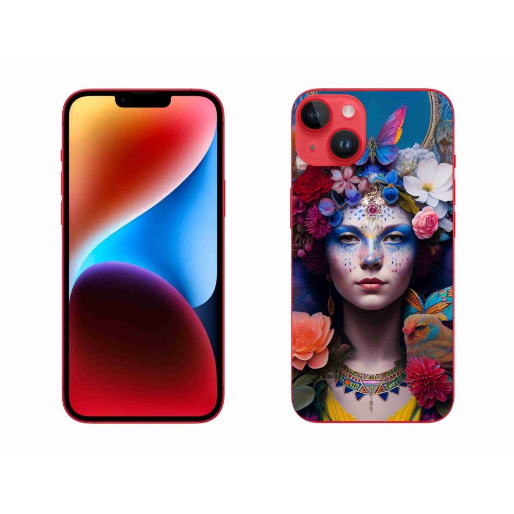 Zselés borítás mmCase iPhone 14 Plus készülékhez - nő virágokkal