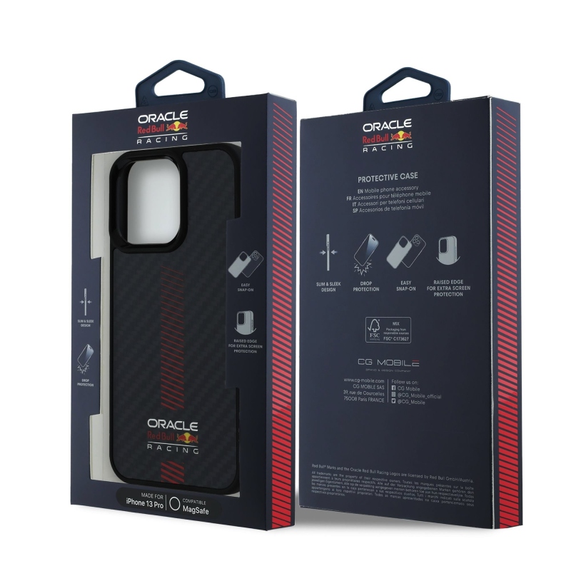Red Bull Carbon Powerbar MagSafe MagSafe hátlap iPhone 13 Pro-hoz Fekete