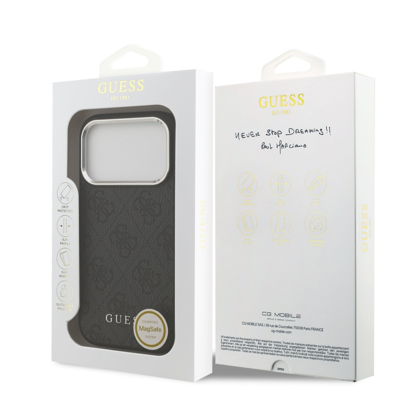 Guess 4G MagSafe hátlap iPhone 17 Pro-hoz Fekete