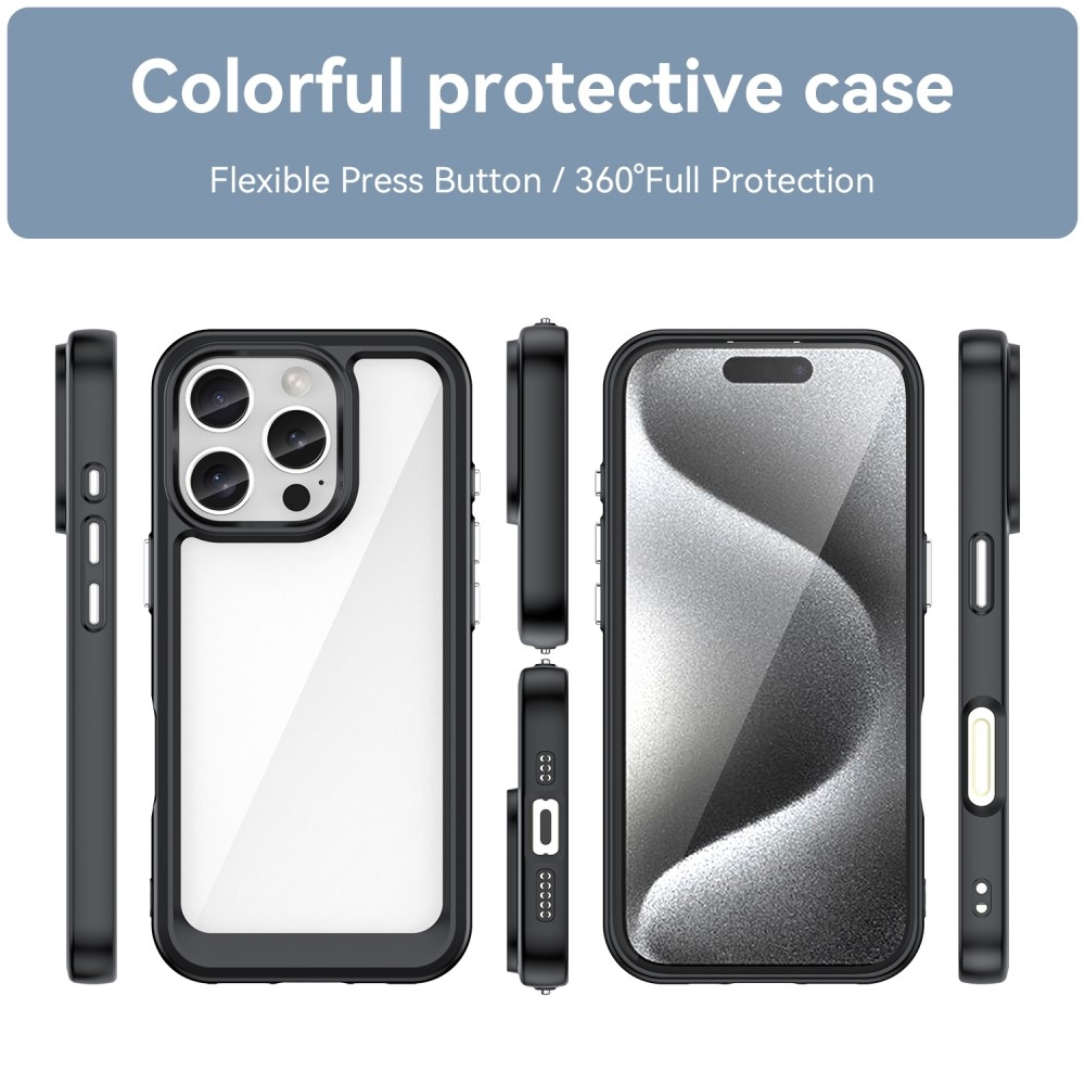 Gél tok fix hátlappal iPhone 16 Pro készülékhez - fekete