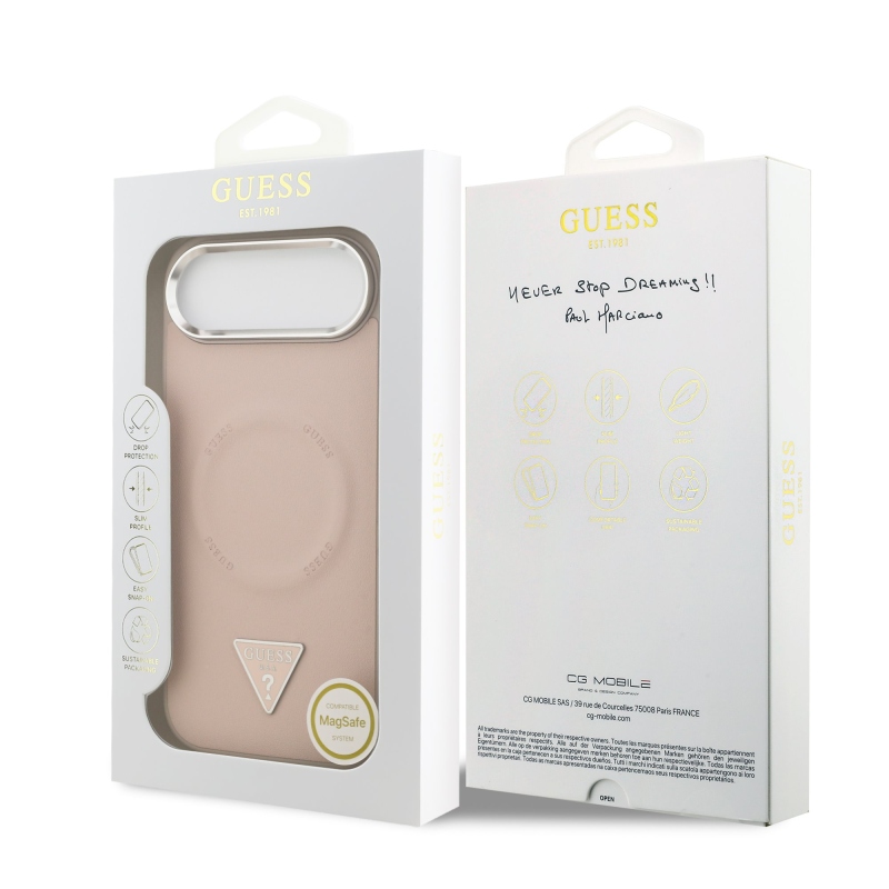 Guess PU bőr háromszög logó MagSafe hátlap iPhone Air rózsaszínhez