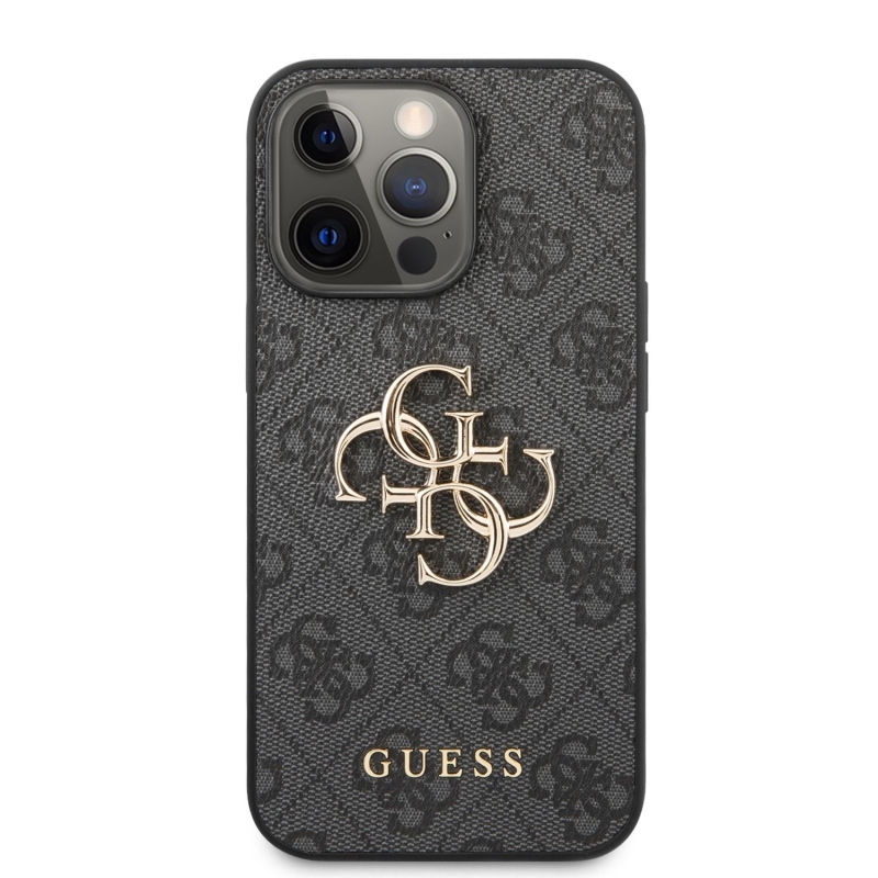 Guess PU 4G fém logós hátlap iPhone 13 Pro Max-hoz szürke