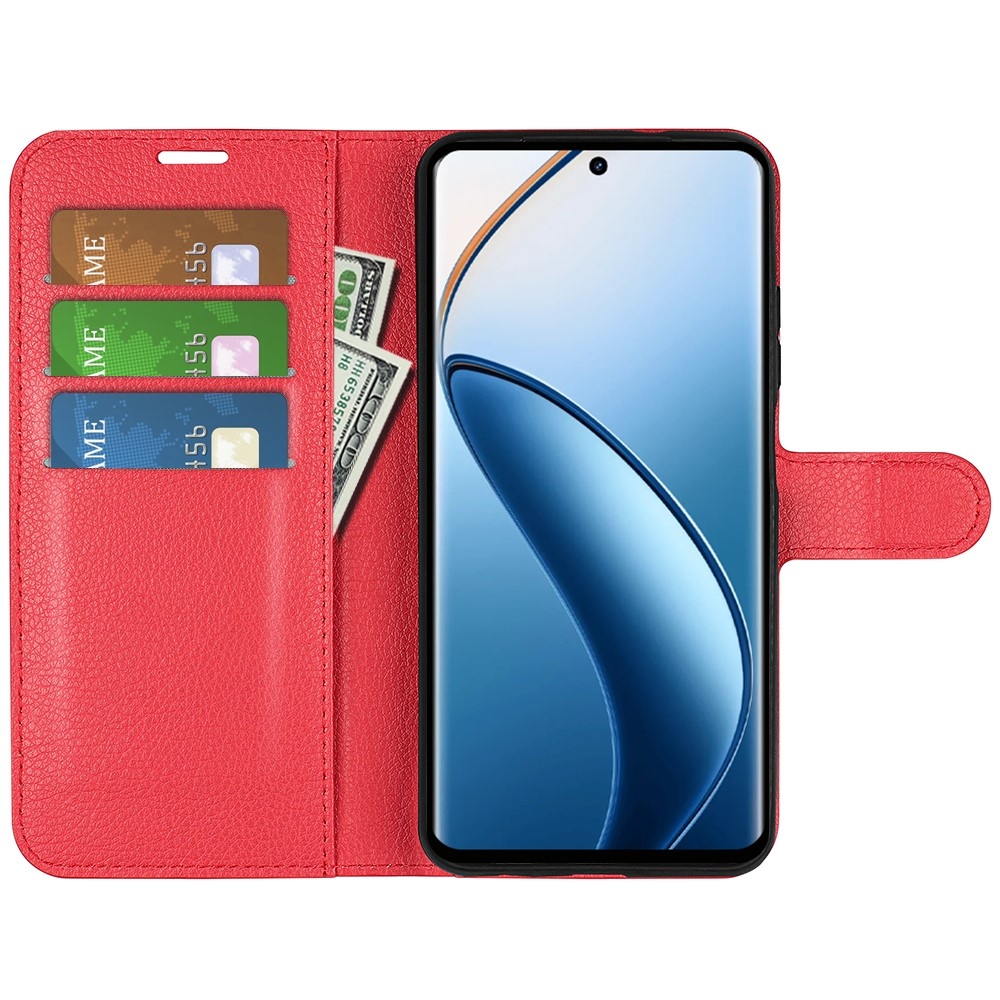 Litchi könyvtáska a Realme 12+ 5G készülékhez - piros