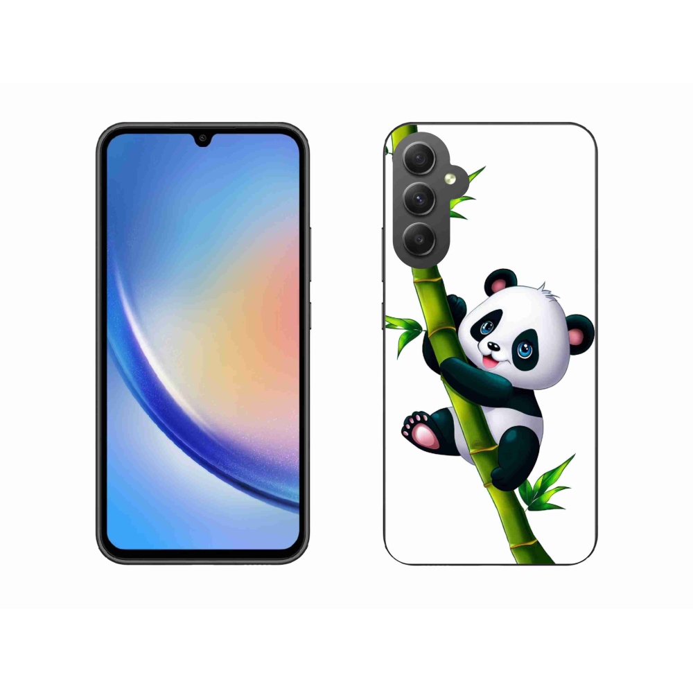 Gél borítás mmCase Samsung Galaxy A34 5G - panda bambuszon - Samsung Galaxy A34 5G számára