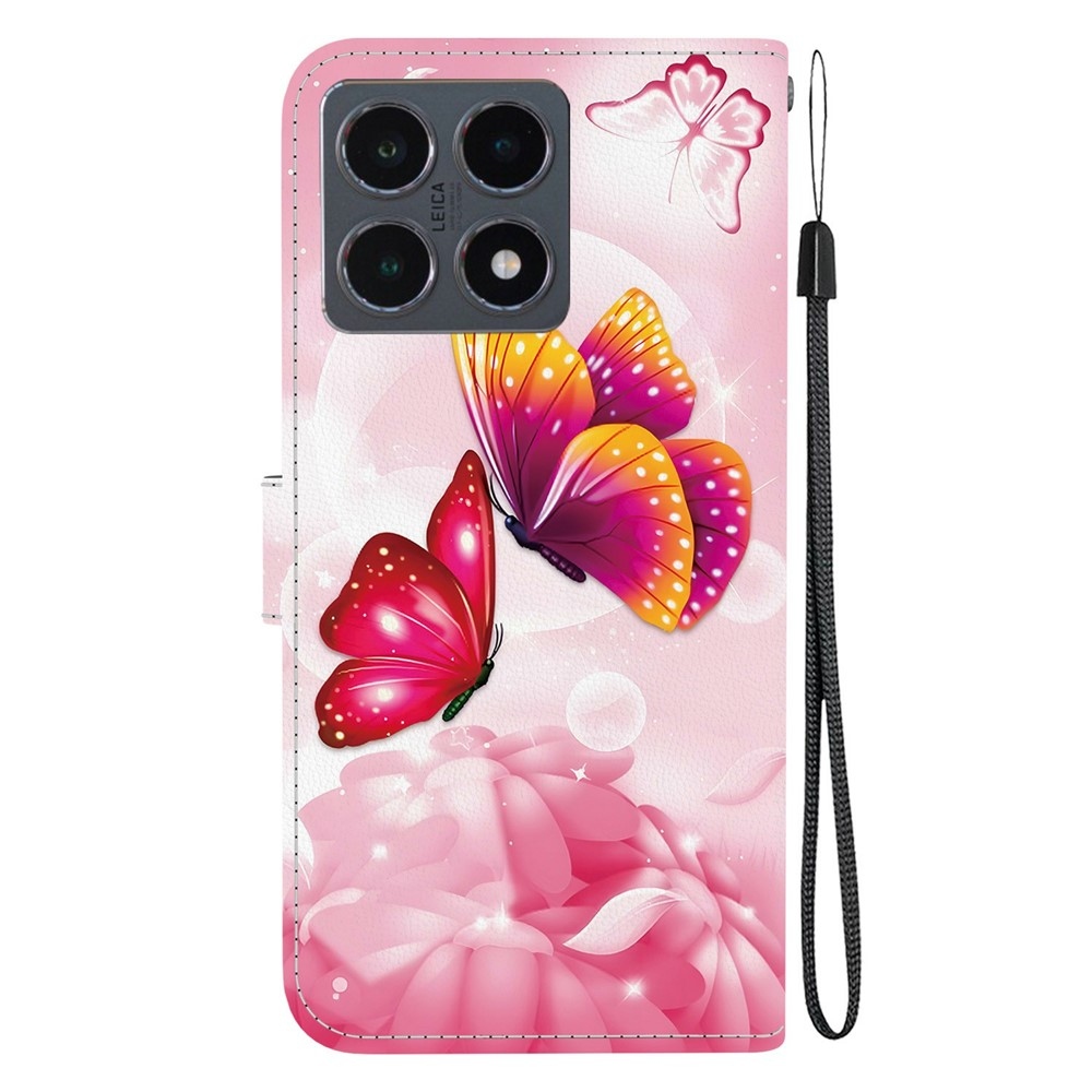 Sokoldalú könyvtáska Xiaomi 15T-hez - rózsaszín pillangó
