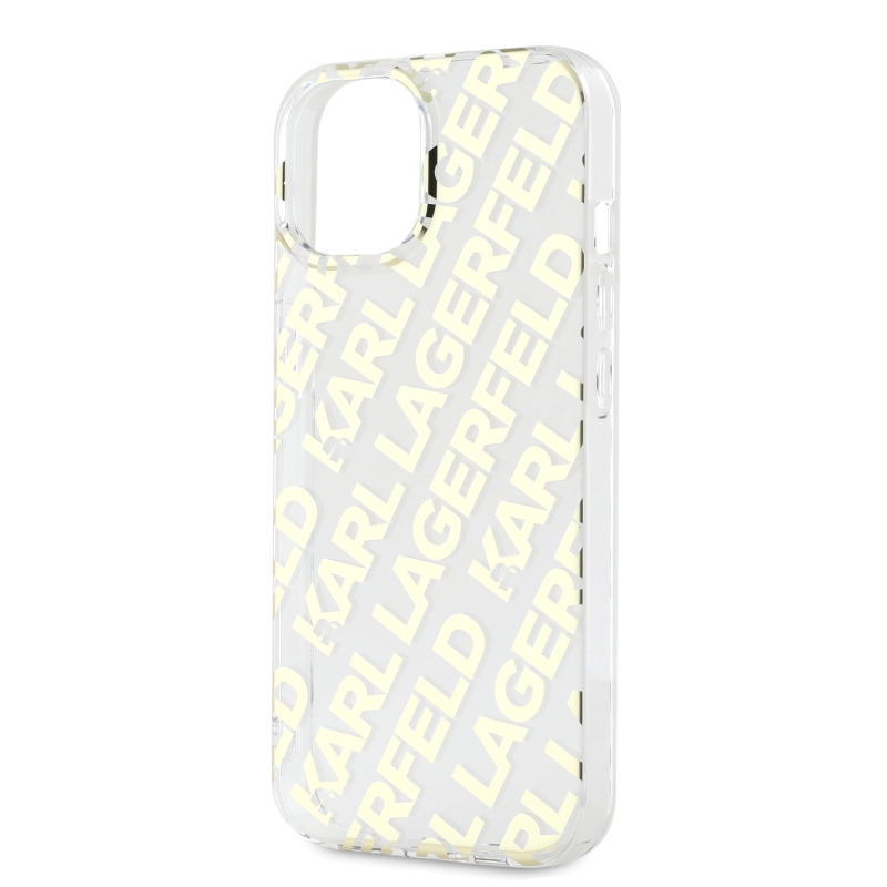 Karl Lagerfeld IML Electroplated Repeated Logo Back Cover for iPhone 15 arany