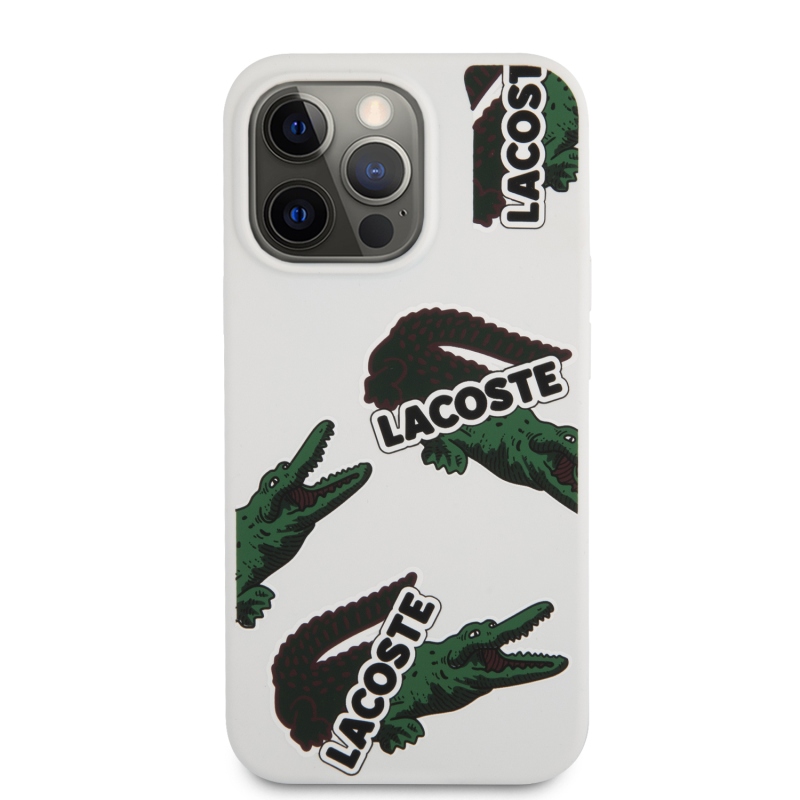 Lacoste Liquid szilikon Allover mintás borító iPhone 13 Pro Max fehér színű készülékhez