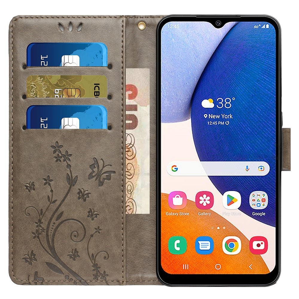 Virágok könyv tok Samsung Galaxy S23 FE készülékhez - szürke
