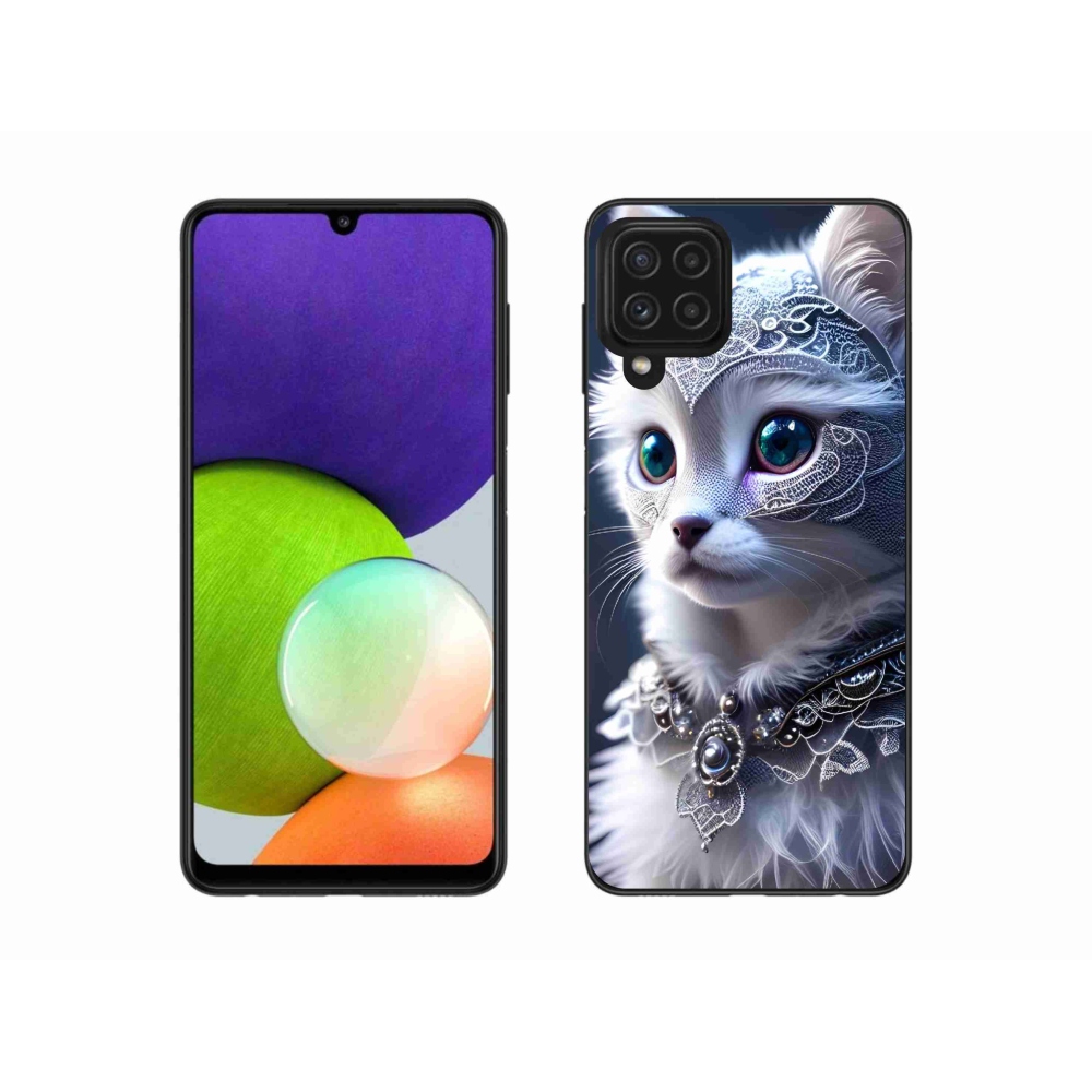 Zselés borítás mmCase Samsung Galaxy A22 4G - fehér macska