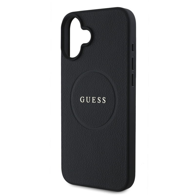 Guess PU szemcsés klasszikus logós MagSafe hátlap az iPhone 16 Plus készülékhez Fekete