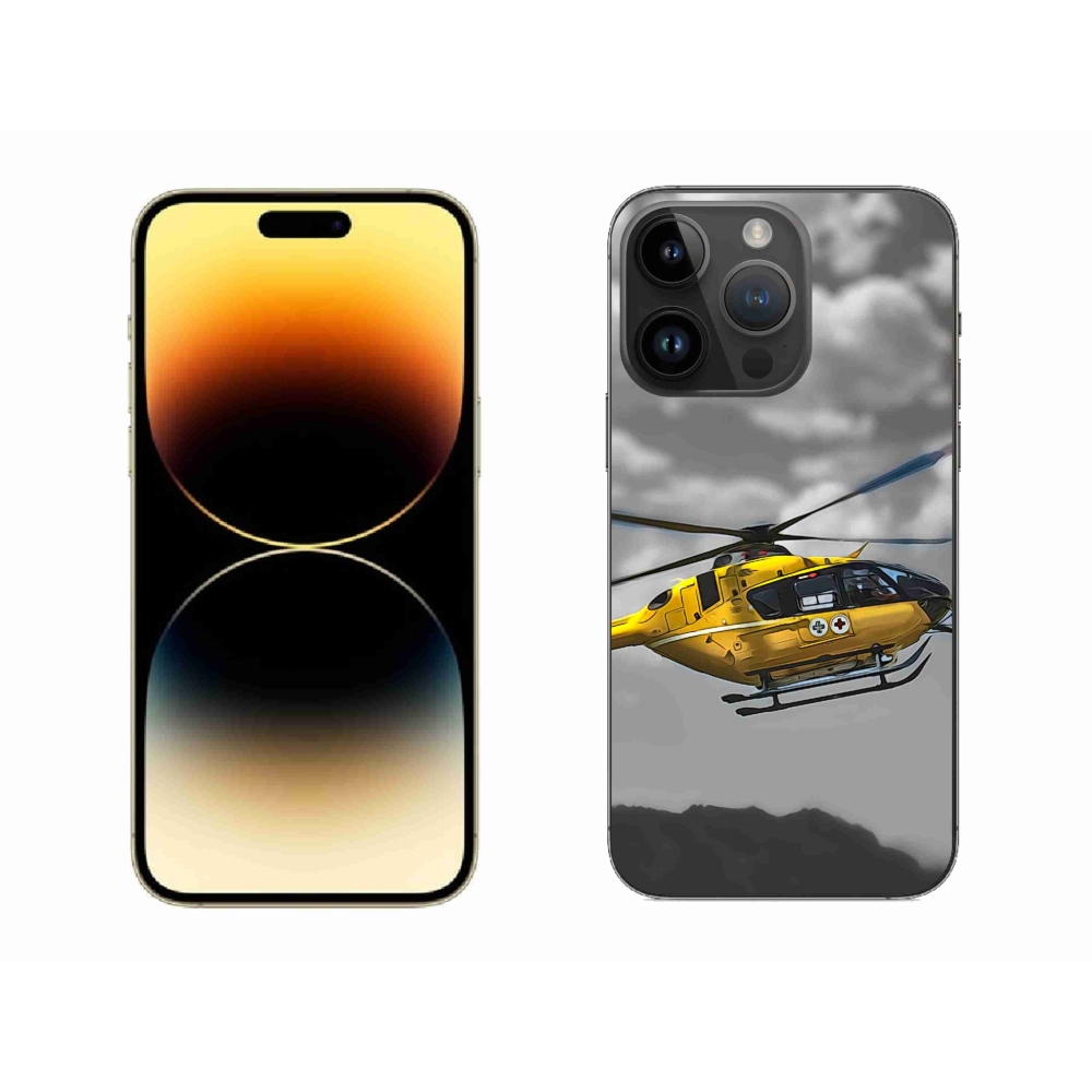 Zselés borítás mmCase iPhone 14 Pro Max készülékhez - sárga helikopter