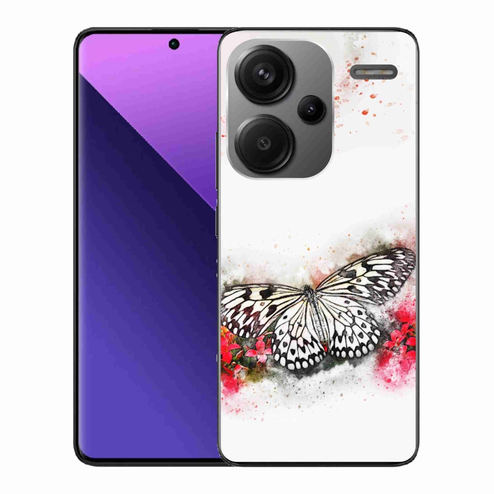 Gél borítás mmCase a Xiaomi Redmi Note 13 Pro+ 5G számára - fekete és fehér pillangó