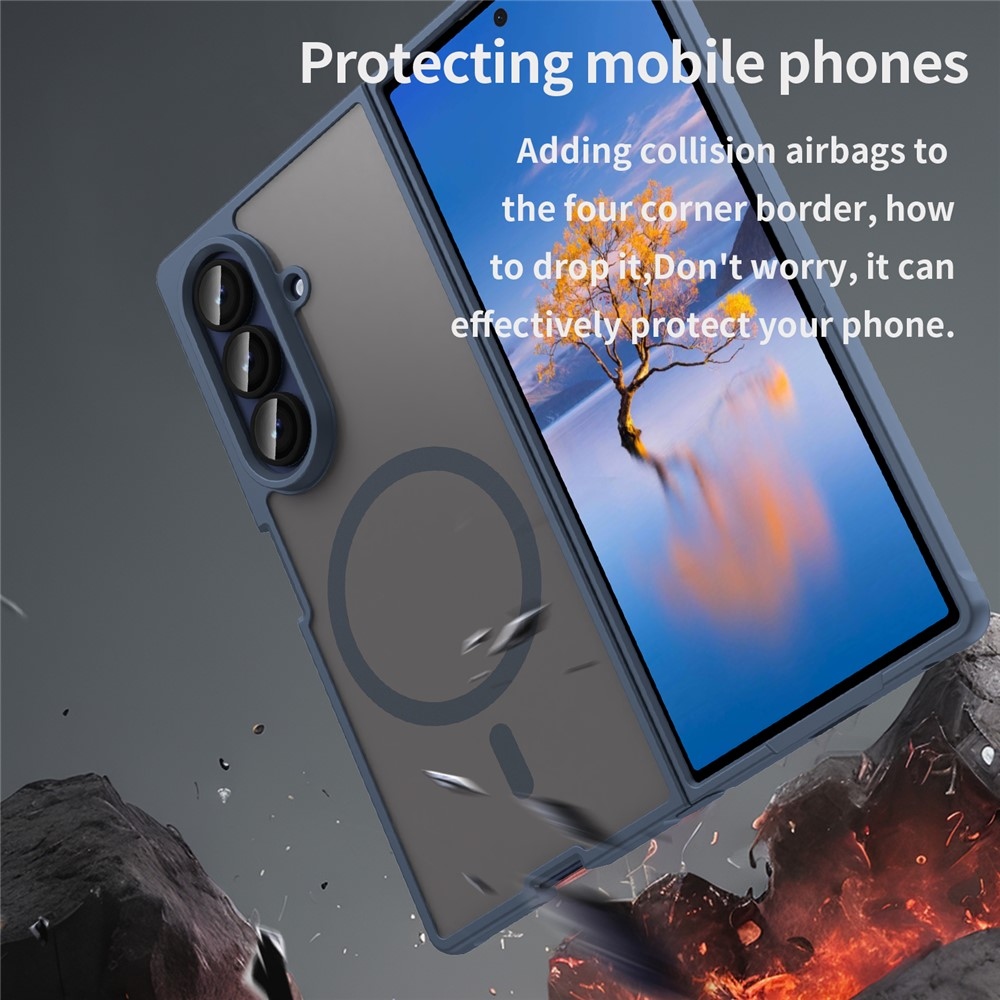 Matt zselés tok MagSafe tok Samsung Galaxy Z Fold7 5G-re - kék