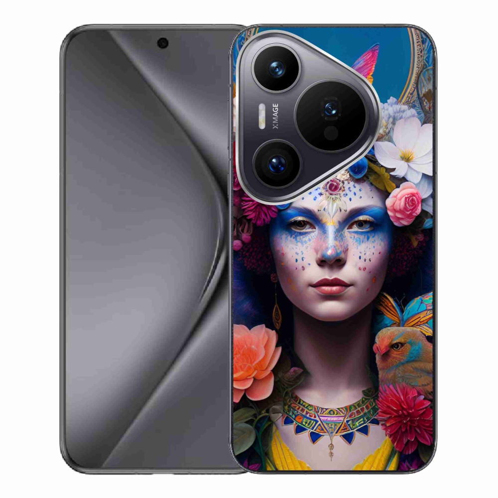 Gél borító mmCase a Huawei Pura 70 Pro készülékhez - nő virágokkal