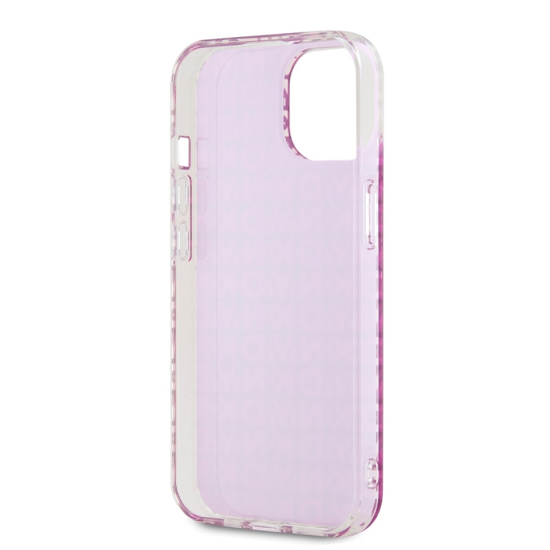 DKNY PC/TPU ismétlődő mintás hátsó borító iPhone 15 rózsaszínhez