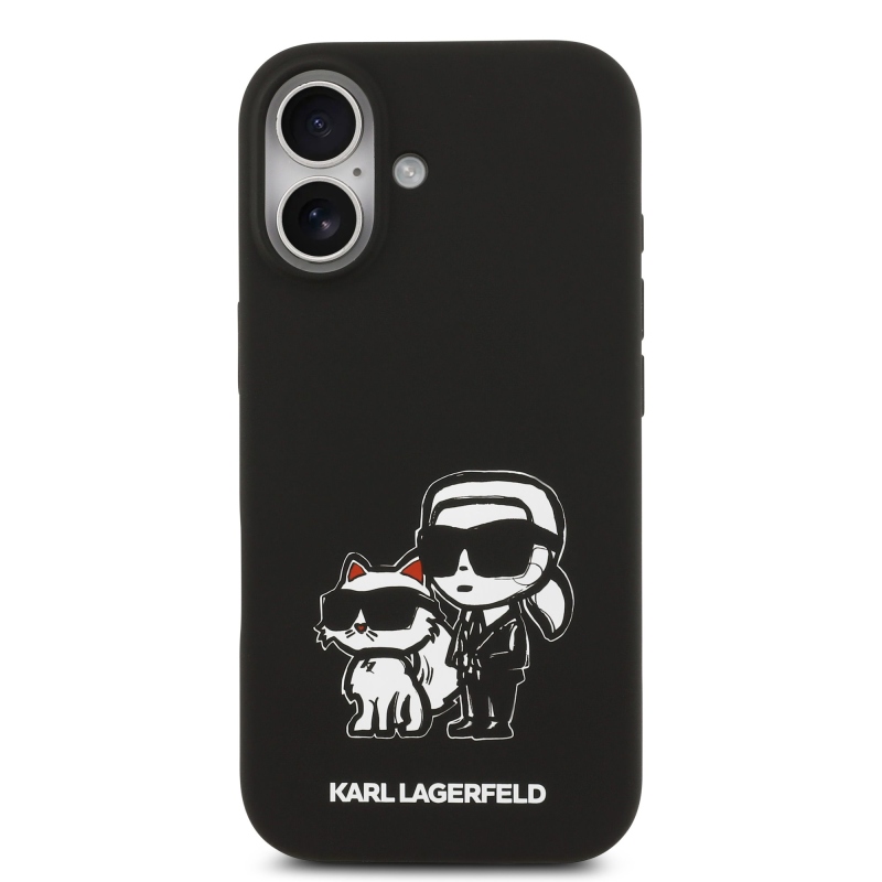Karl Lagerfeld folyékony szilikon K&CH Sketch MagSafe hátlap iPhone 17-hez Fekete