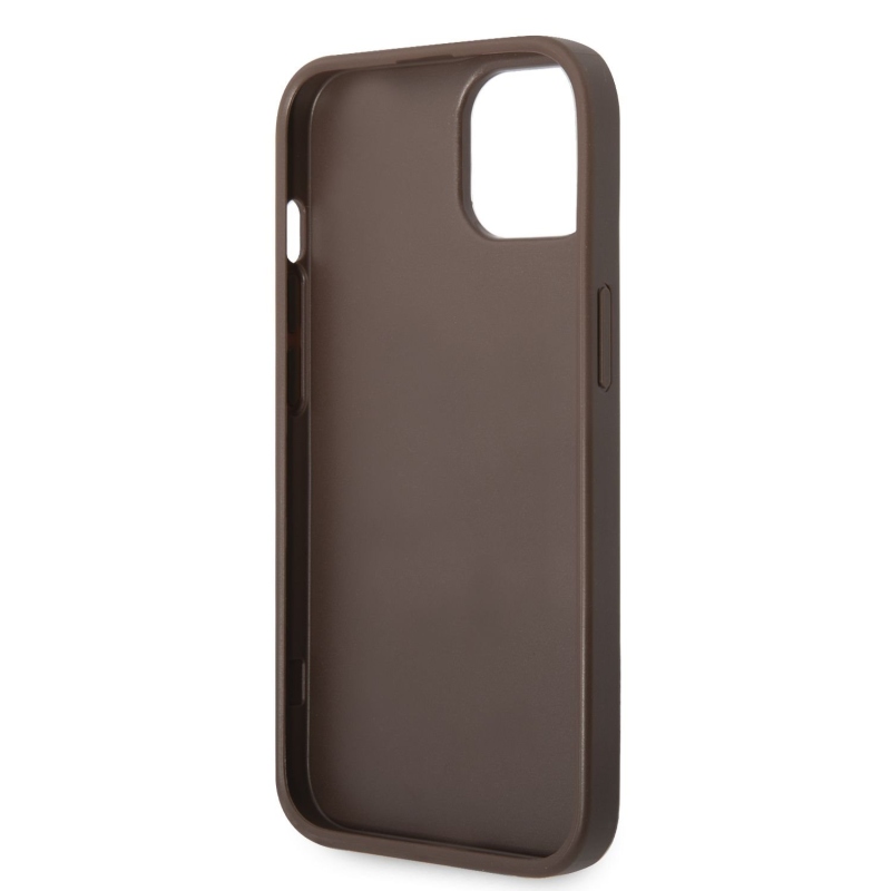 Guess PU 4G csíkos hátlapi borító iPhone 14-hez Barna