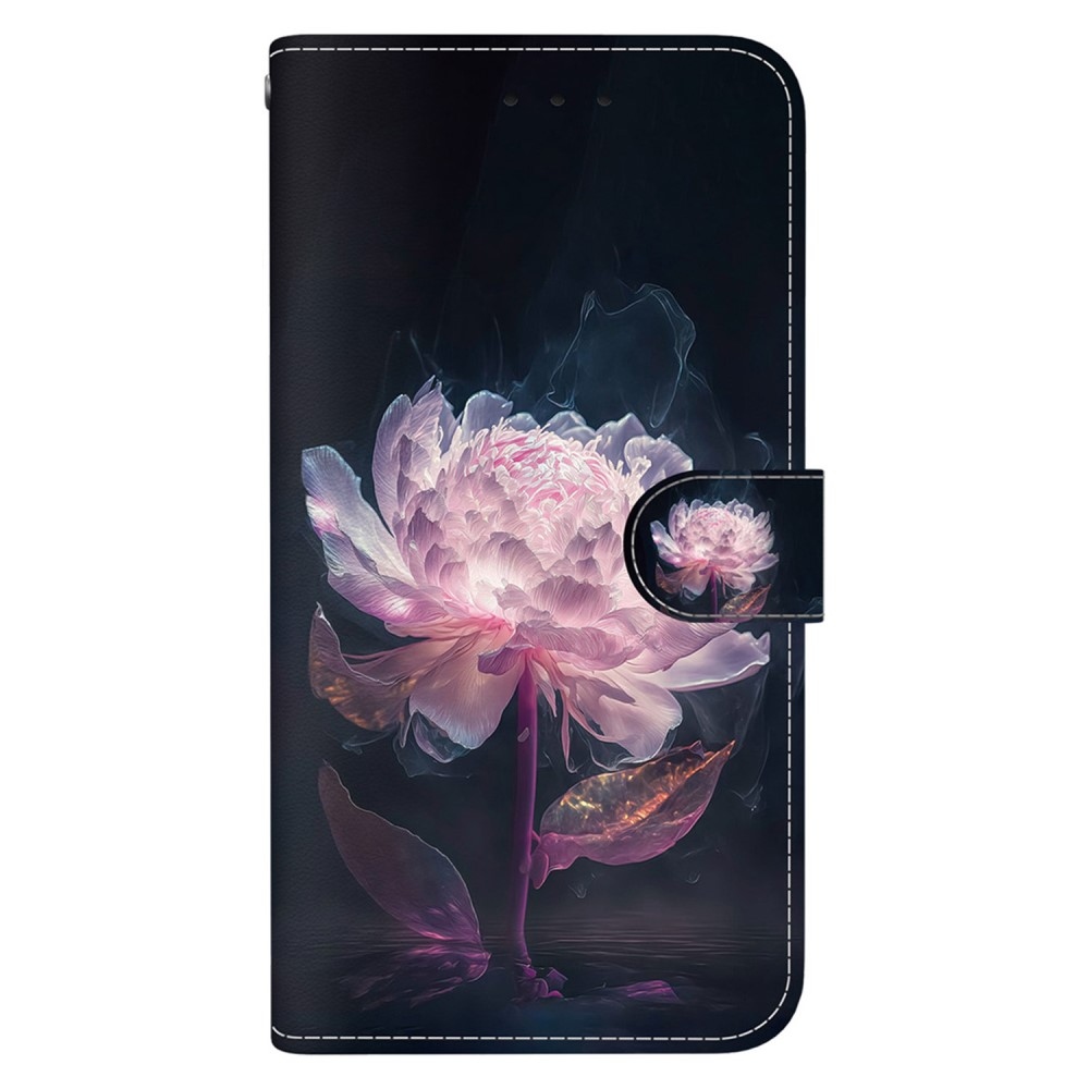 Printern könyv tok Xiaomi Redmi Note 14 5G - lila bazsarózsa