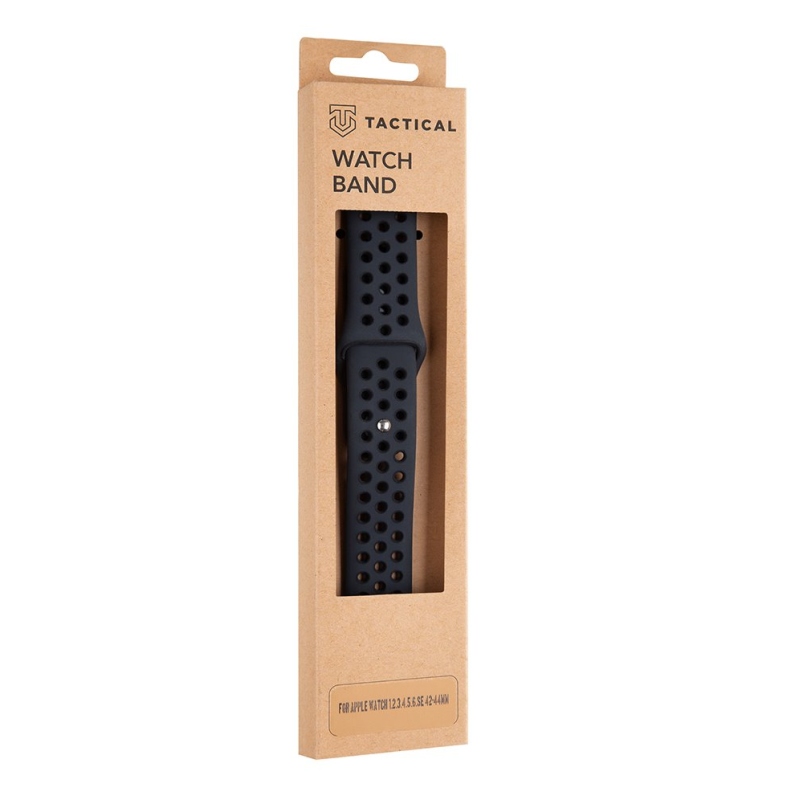 Tactical 161 Dupla szilikon szíj az Apple Watch 1/2/3/4/4/5/6/7/8/9/SE 42/44/45mm-es órájához Fekete