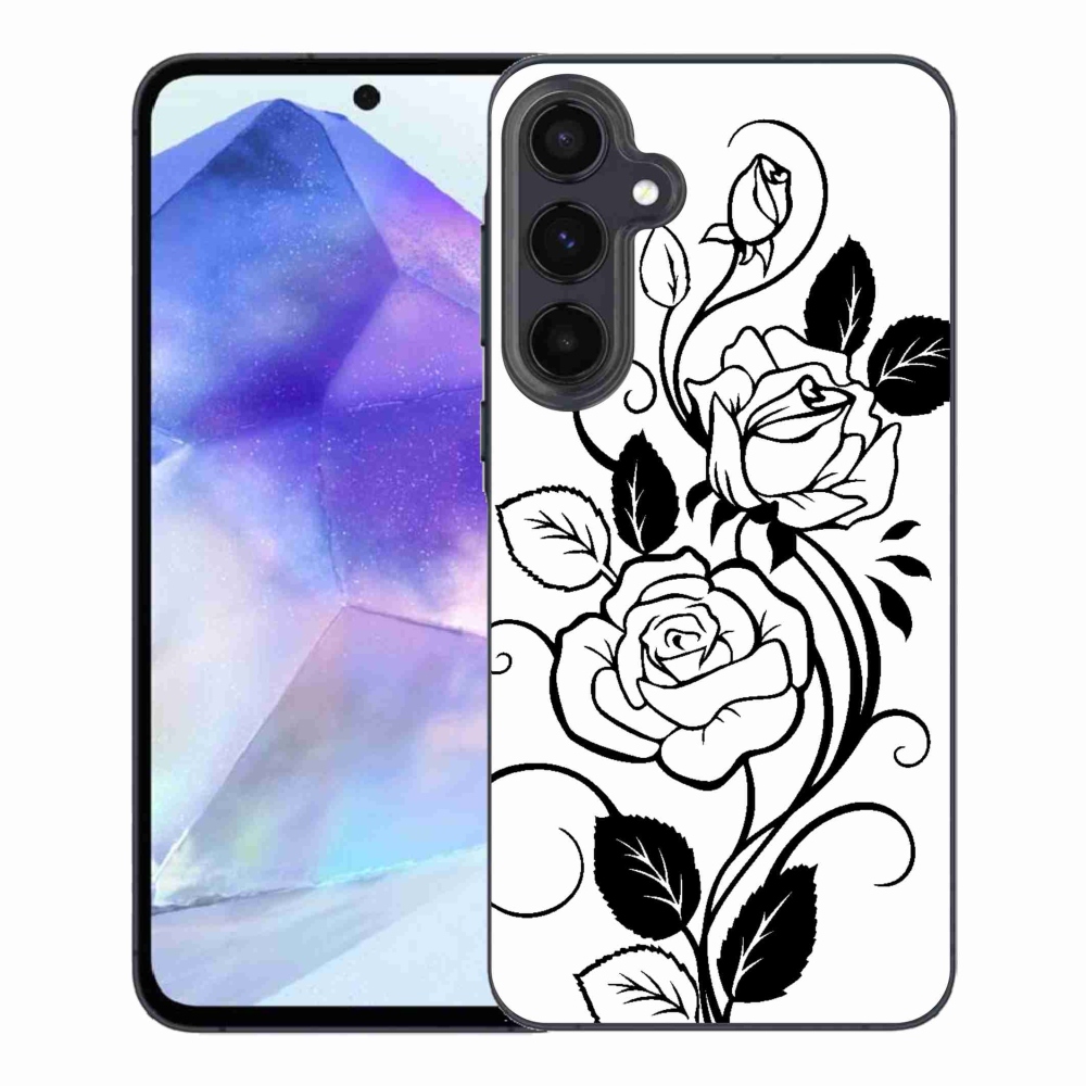 Zselés borítás mmCase Samsung Galaxy A55 5G - fekete és fehér rózsa