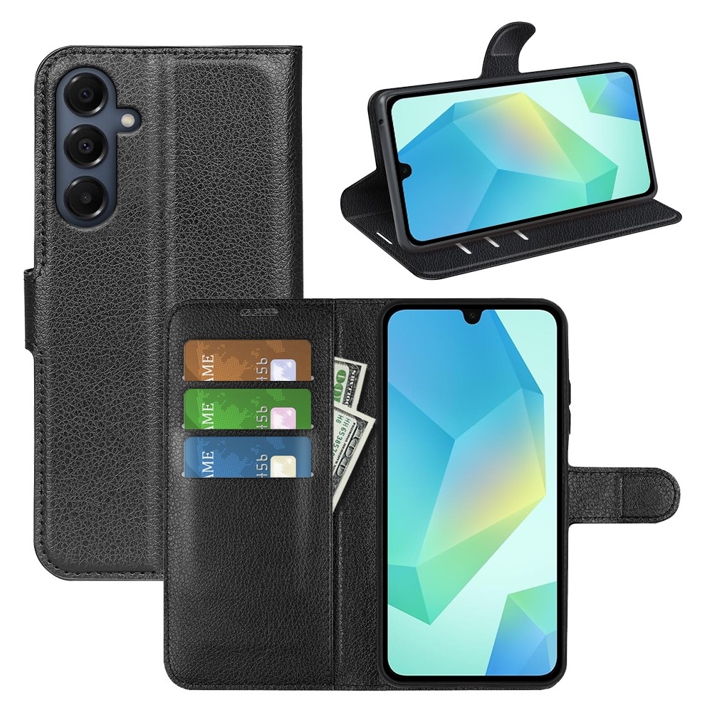 Litchi könyv tok Samsung Galaxy A17 5G - fekete