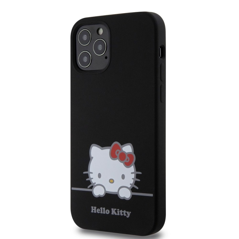 Hello Kitty Liquid Silicone Daydreaming Logo hátlapi borító iPhone 12/12 Pro Fekete