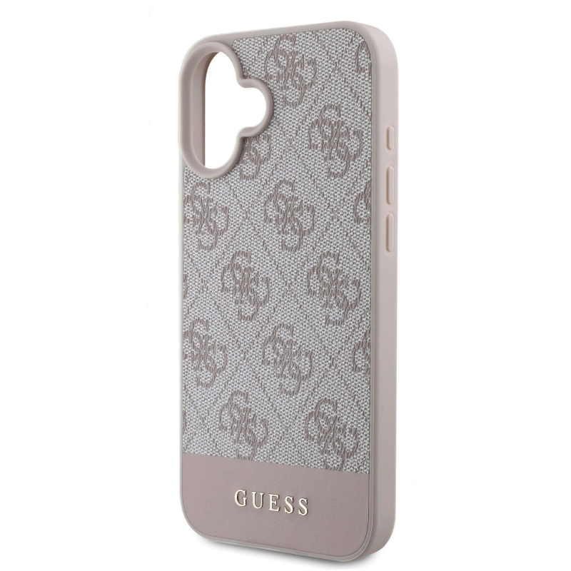 Guess PU 4G csíkos hátlap iPhone 16 rózsaszínű készülékhez