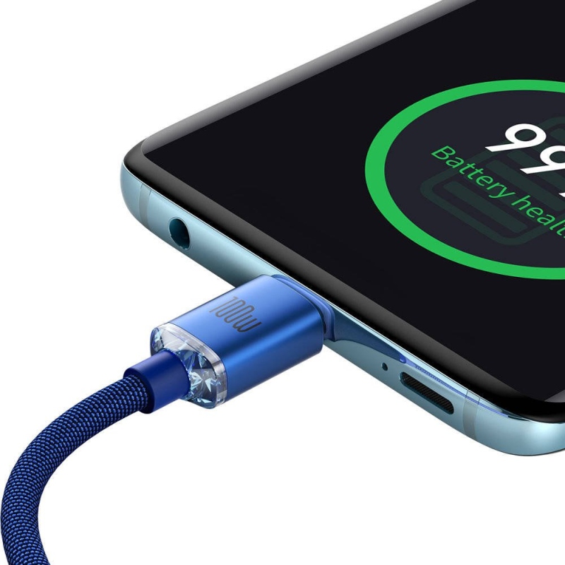 Baseus CAJY000603 Crystal Shine sorozatú adatkábel USB-C - USB-C 100W 1.2m kék