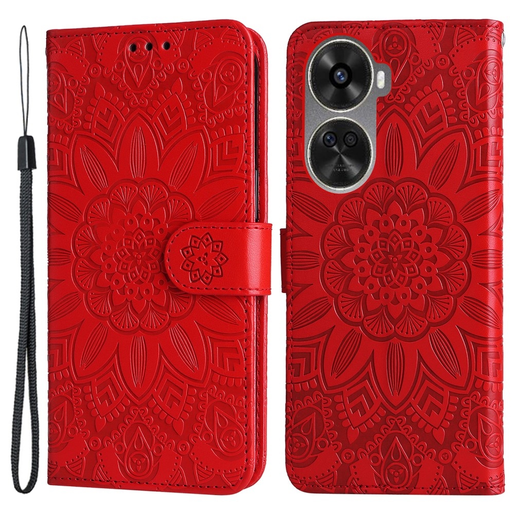 Napraforgó könyv tok Huawei Nova 12 SE-hez - piros