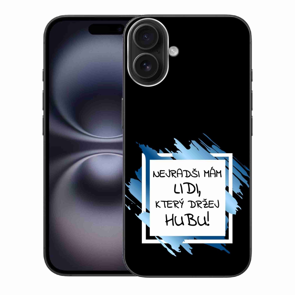 Gél borítás mmCase iPhone 16 Plus készülékhez - vicces szöveg 7 fehér és fekete háttérrel