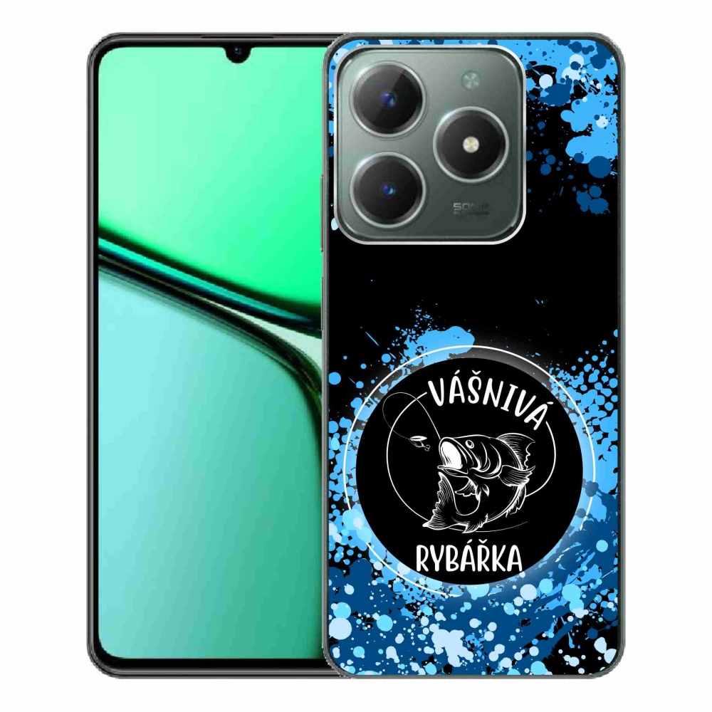 Gél borító mmCase a Realme C61 készülékhez - szenvedélyes halásznő fekete háttérrel
