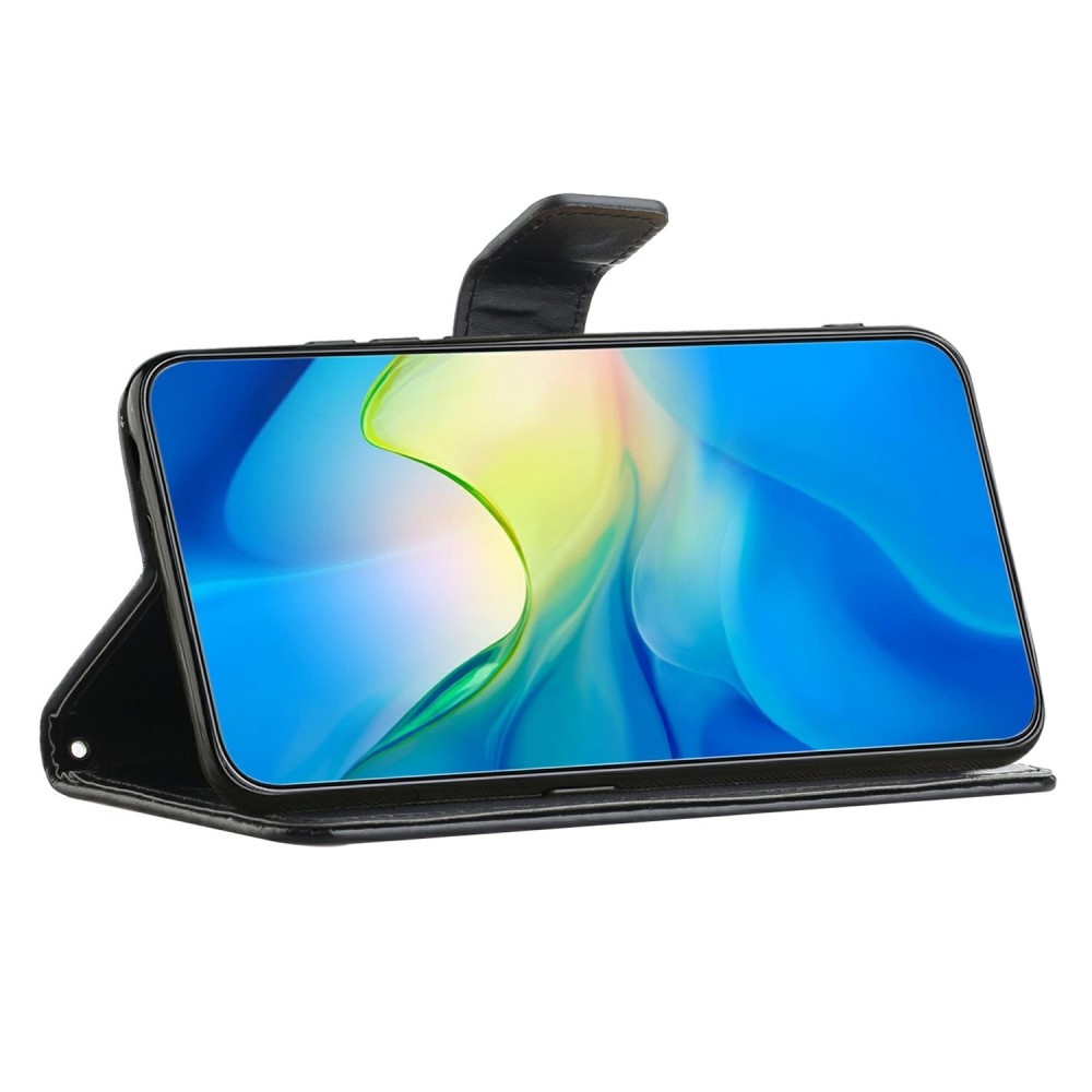Virágos könyvtáska Samsung Galaxy A26 5G - fekete