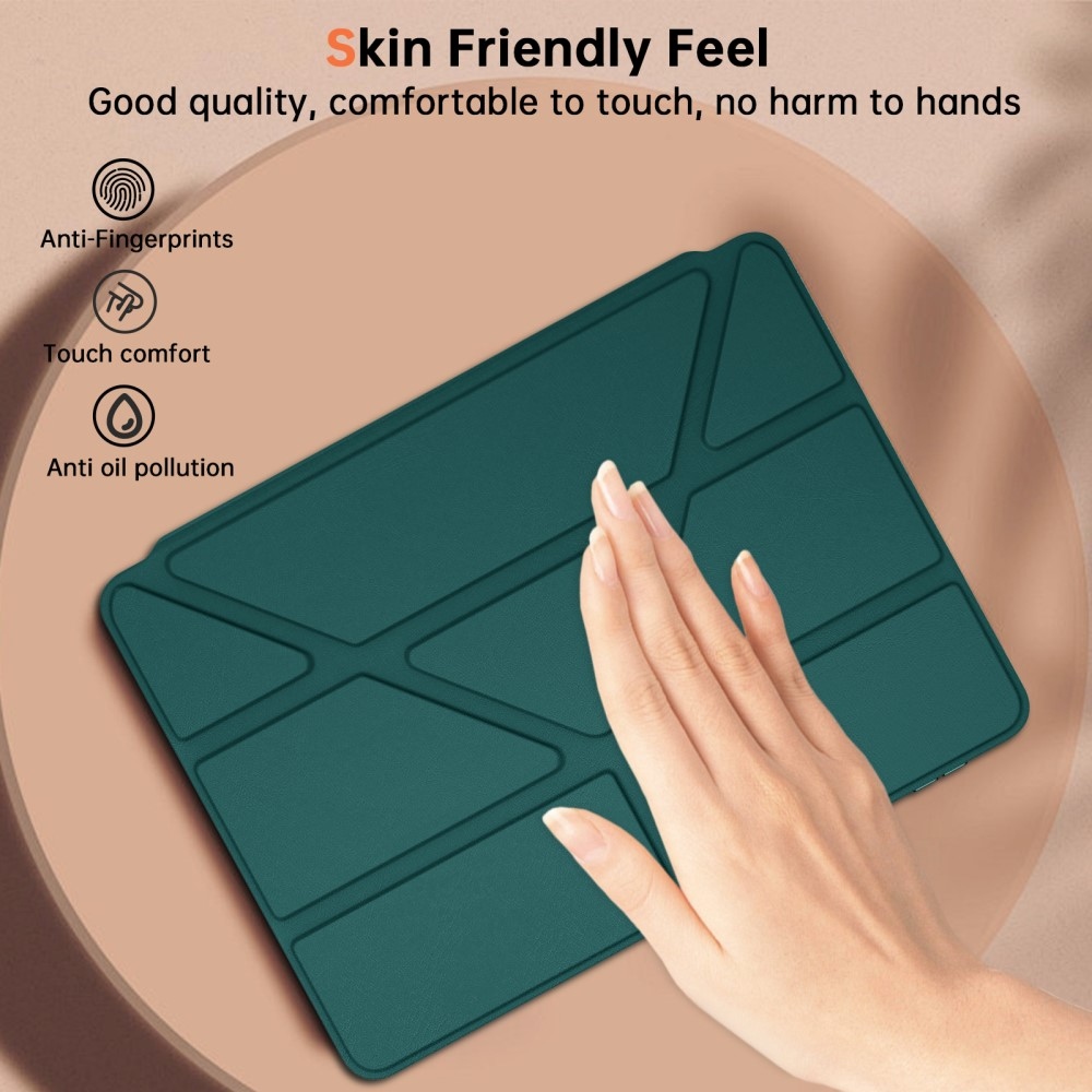Origami intelligens pozicionáló tok Xiaomi Pad 7/7 Pro táblagéphez - sötétzöld