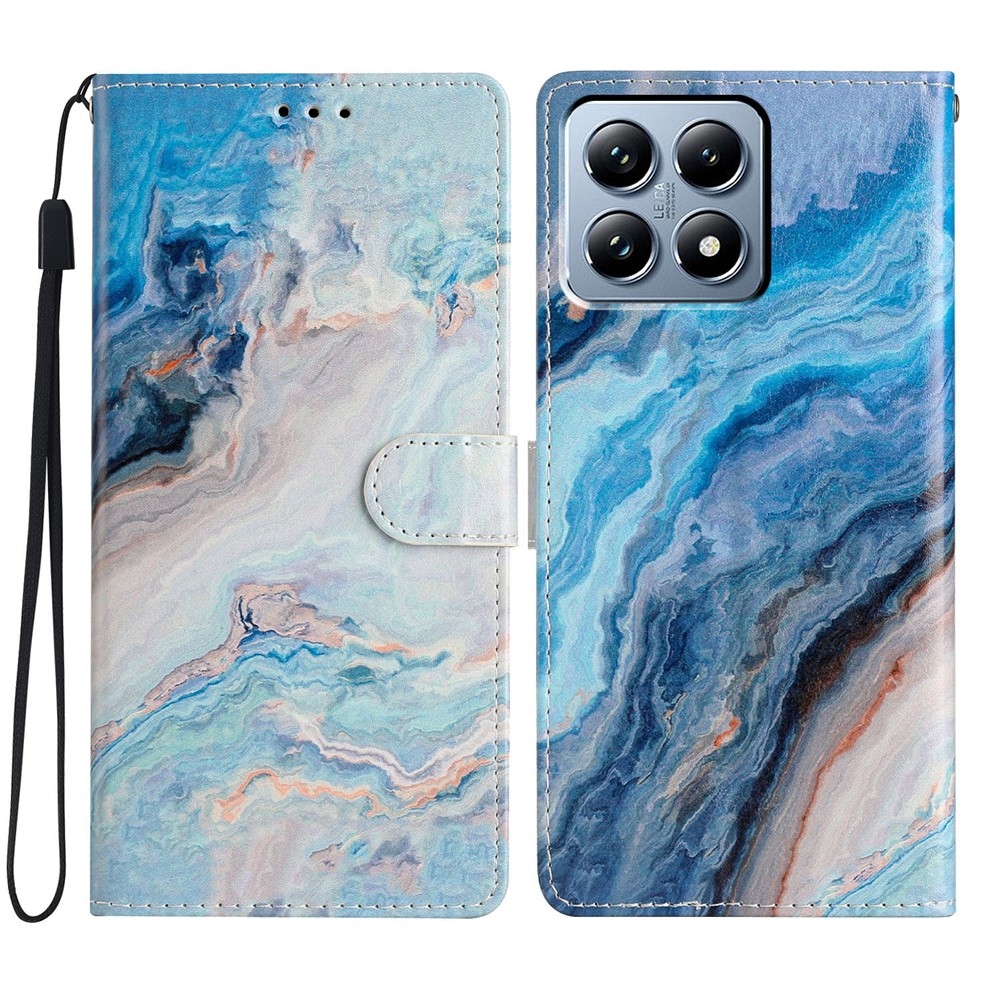 Egyedi könyvtáska Xiaomi 15T Pro - kék márvány