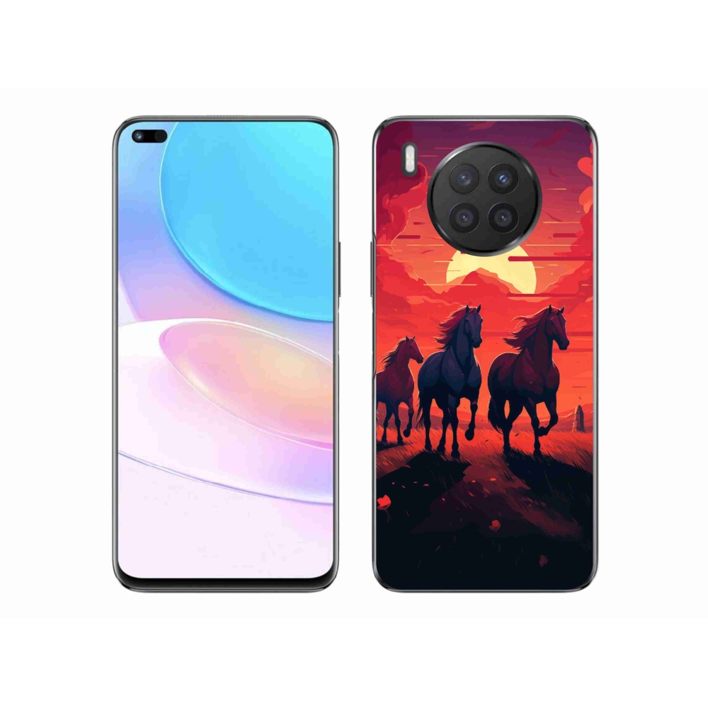 Gél borítás mmCase a Huawei Nova 8i - lovak és naplemente