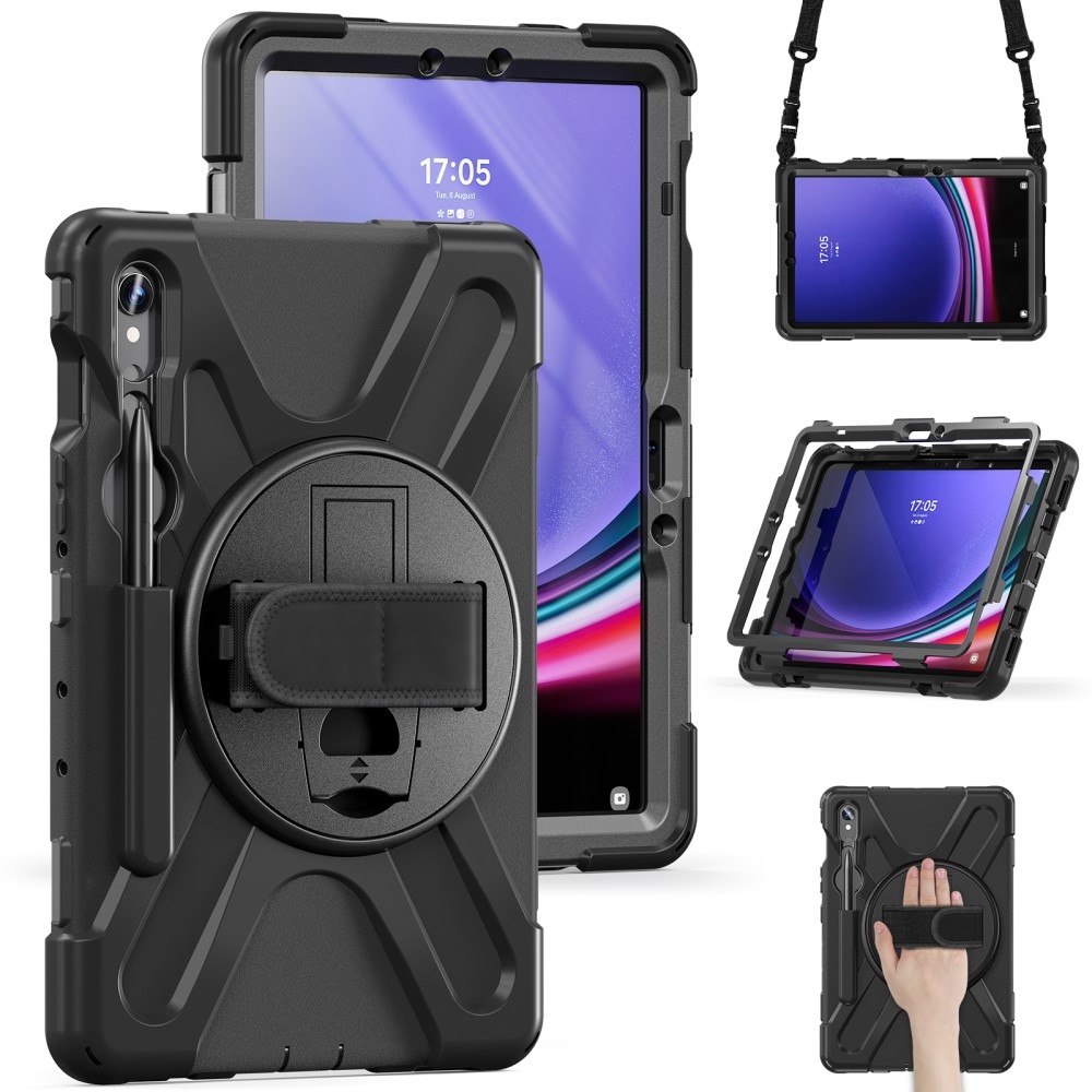 Rúgásálló borítás kézi fogantyúval Samsung Galaxy Tab S9/Tab S10 készülékhez - fekete