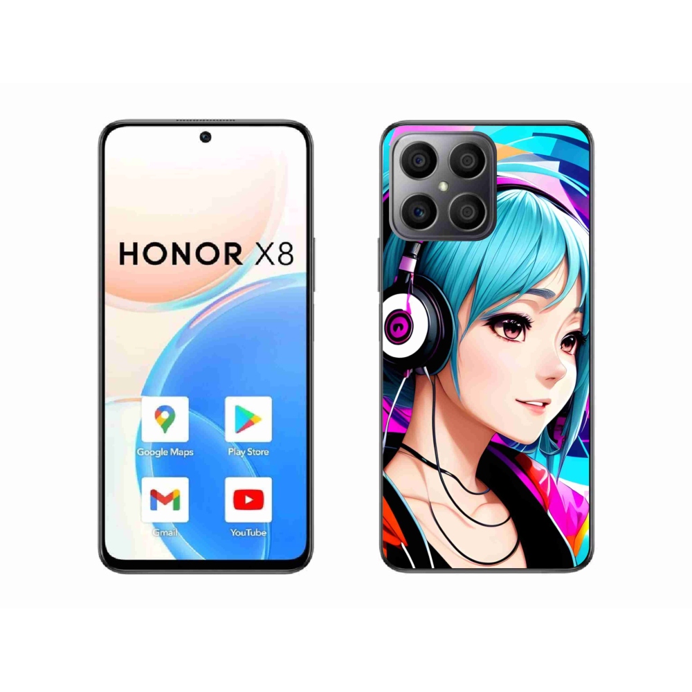 Gél borító mmCase a Honor X8-hoz - lány fejhallgatóval