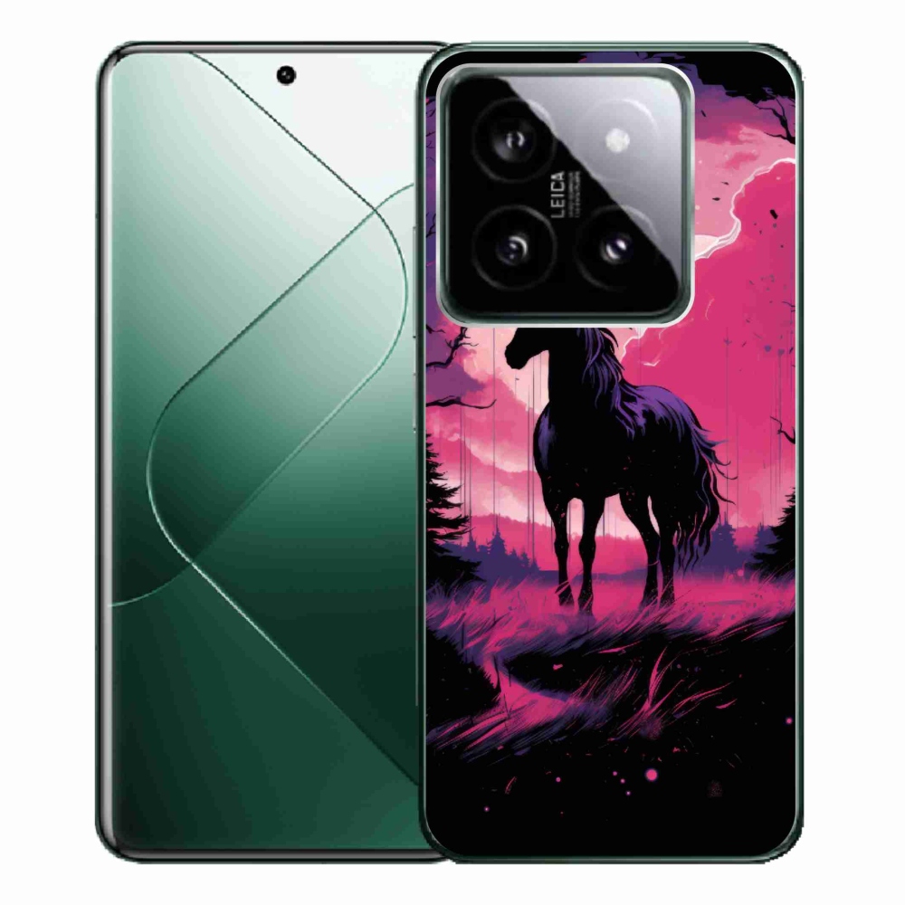 Gél borítás mmCase a Xiaomi 14 Pro-hoz - fekete rajzfilm ló 1