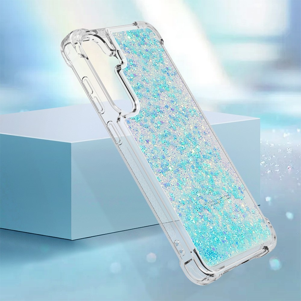 Glitter homokóra zselés tok Samsung Galaxy S24+ - kék / csillagok