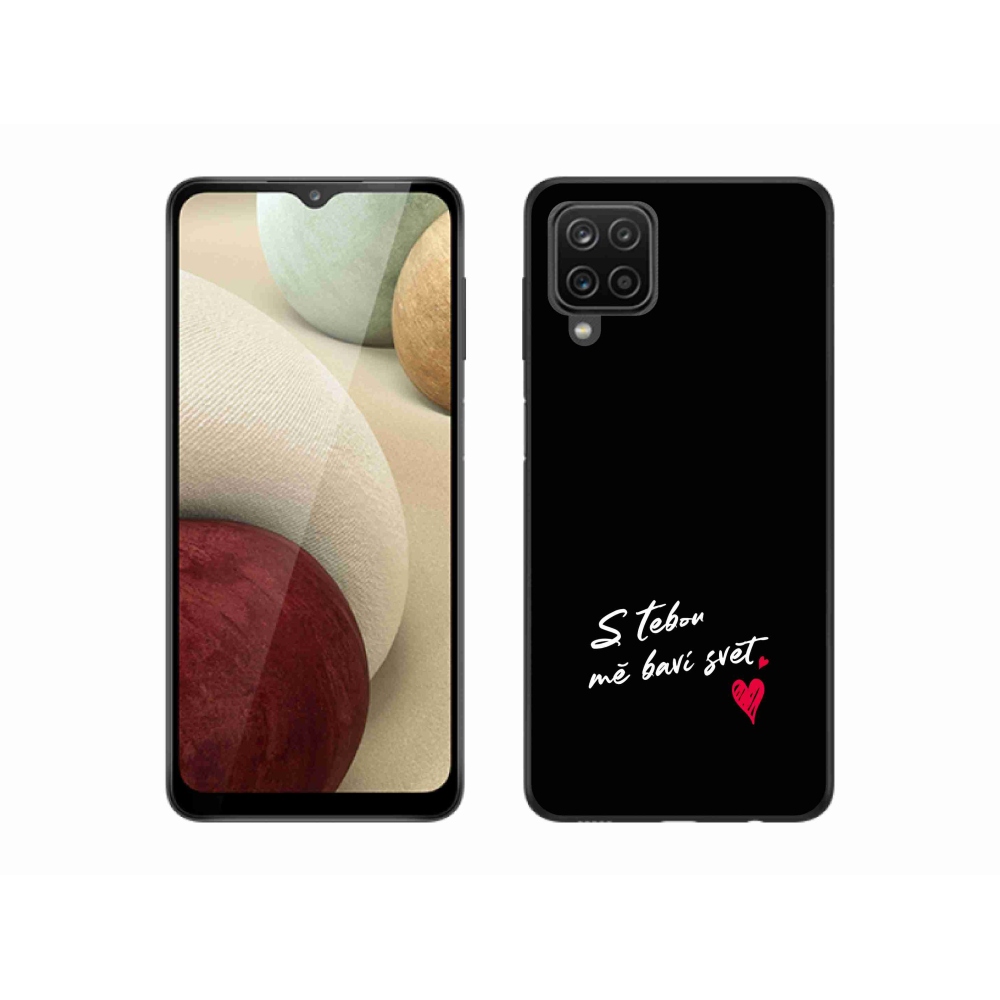 Gél borítás mmCase Samsung Galaxy A12 készülékhez - szerelmes szöveg 1 fekete háttér