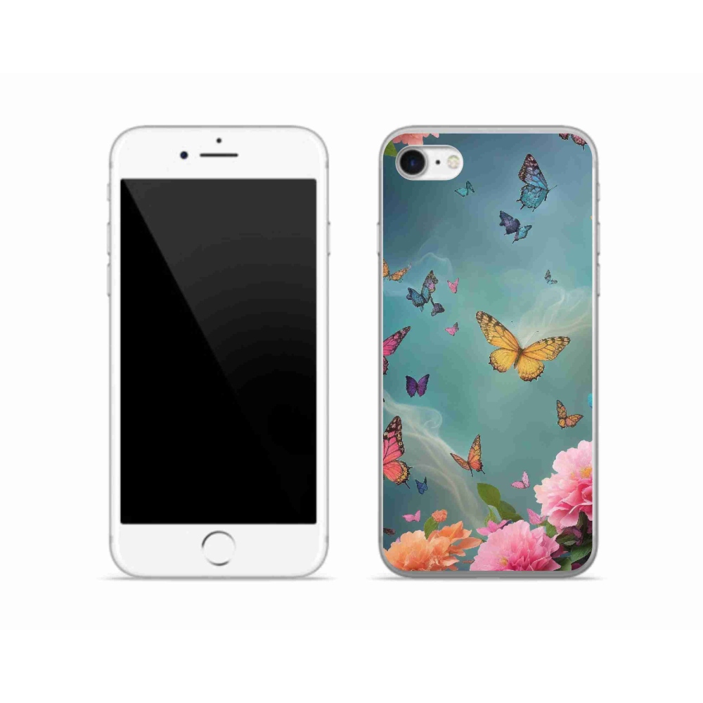 Zselés borítás mmCase iPhone SE (2020) - színes virágok és pillangók