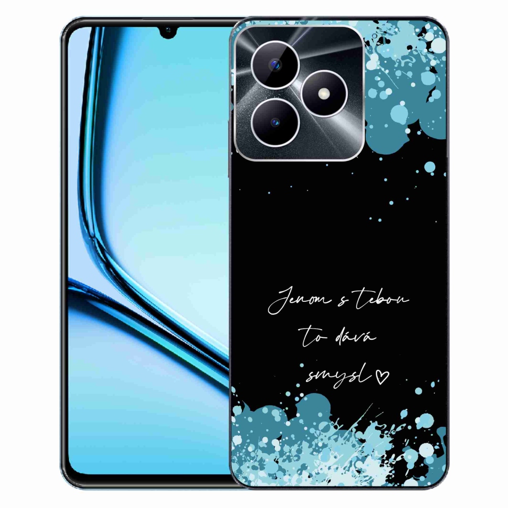 Gél borító mmCase a Realme Note 50 készülékhez - szöveg szerelemben fekete háttérrel