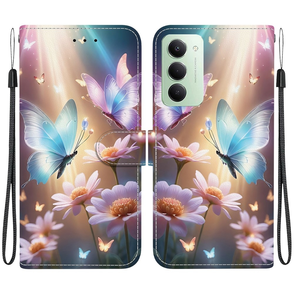 Sokoldalú könyvtáska Xiaomi Redmi 15 4G (171mm) - pillangók és százszorszépek