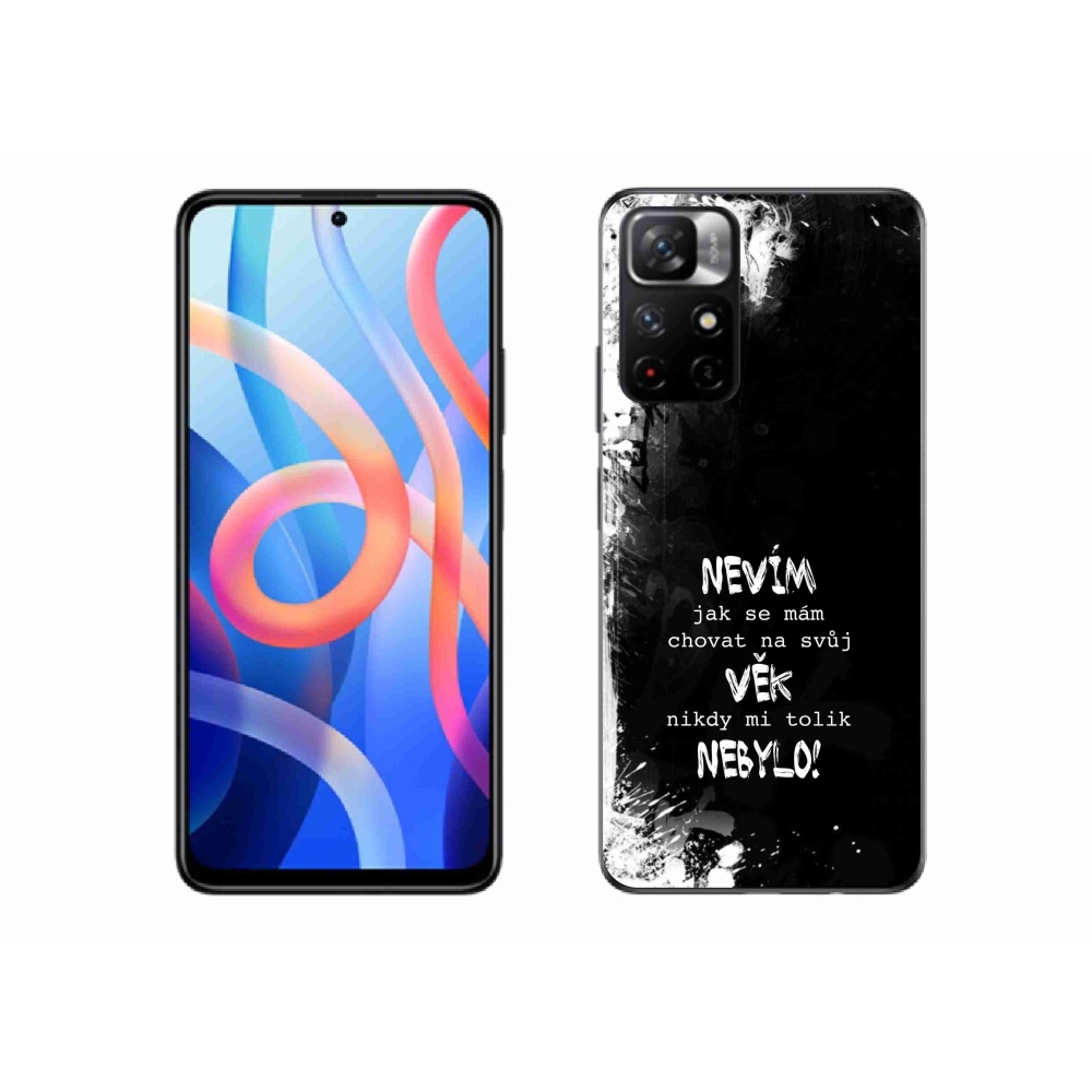 Gél borító mmCase a Xiaomi Redmi Note 11S 5G-hez - vicces szöveg 14 fekete háttérrel