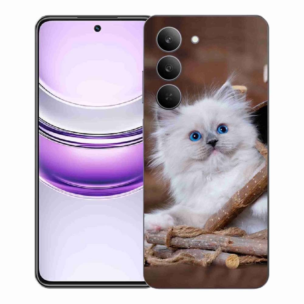 Gél borító mmCase a Realme 14x 5G készülékhez - fehér cica