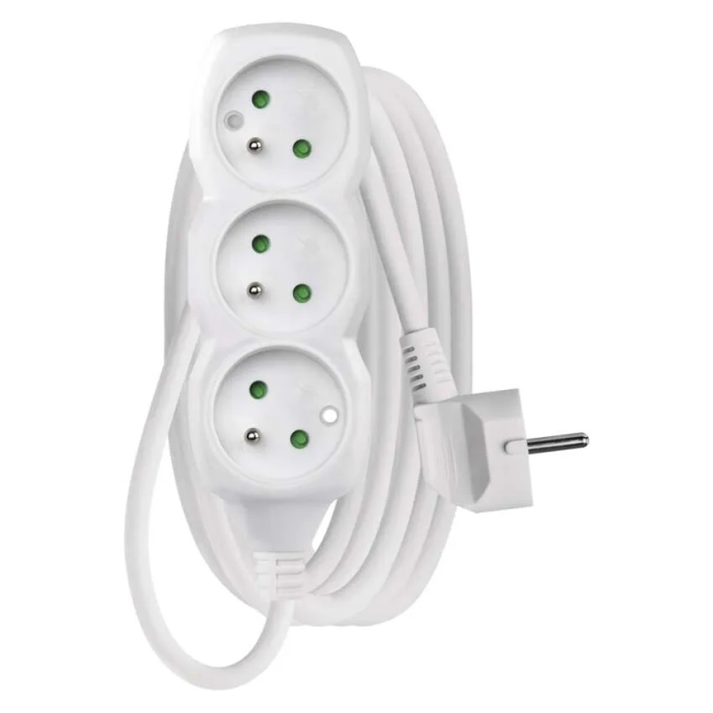 Hosszabbító kábel 3 m / 3 aljzat / fehér / PVC / 1 mm2