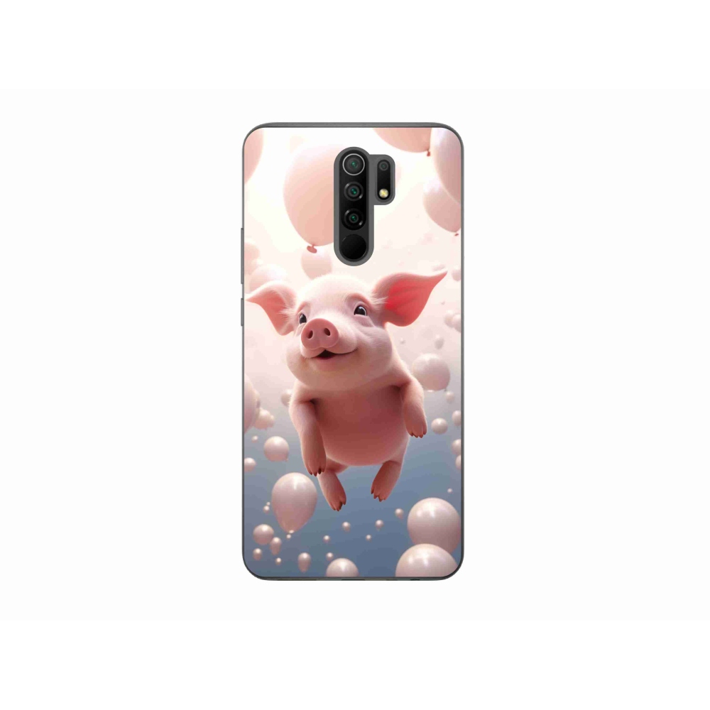 Gél borító mmCase a Xiaomi Redmi 9-hez - malac lufikkal