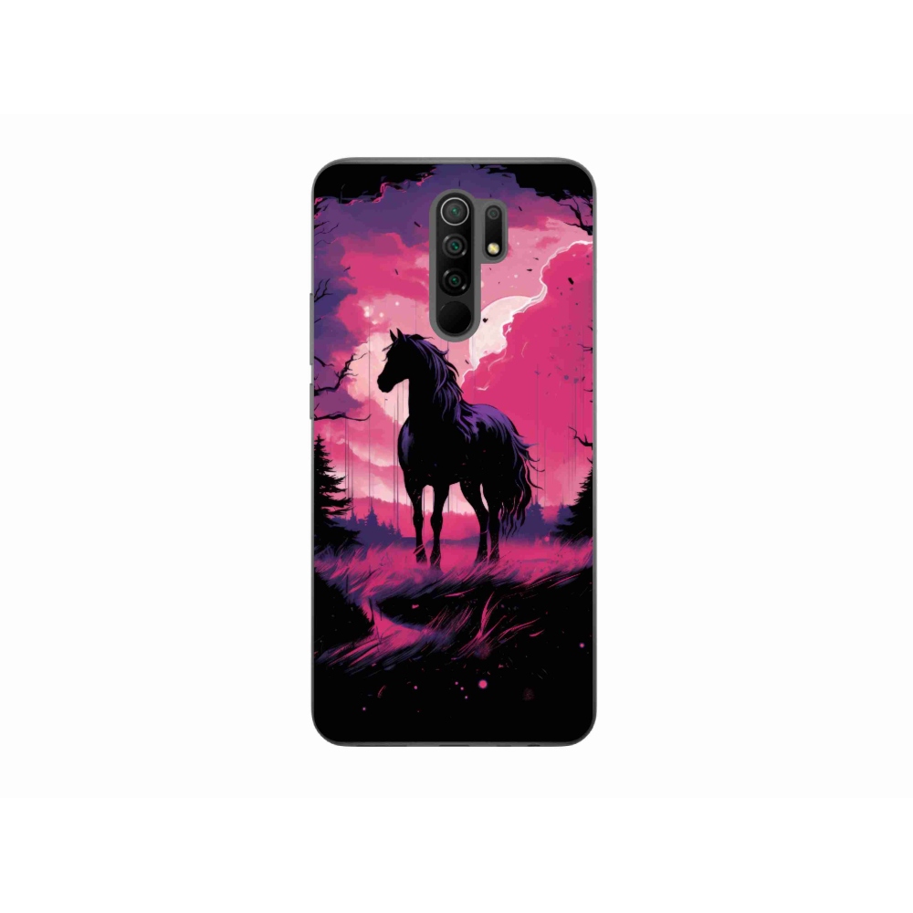 Gél borítás mmCase a Xiaomi Redmi 9-hez - fekete rajzfilm ló 1