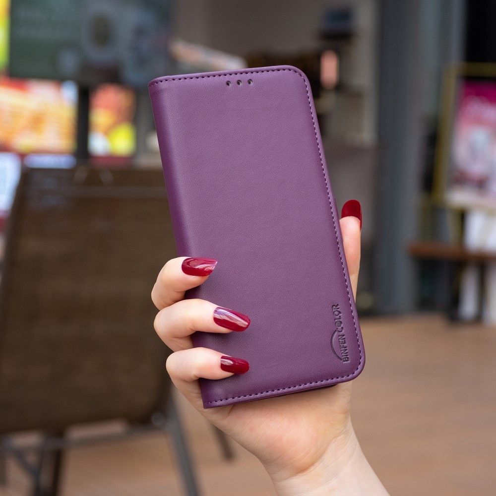 BNF könyv tok Xiaomi Redmi 13 4G/Poco M6 4G - sötétlila színben
